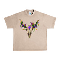French Oak Mardi Gras Bull Skull Urban Heavy Tee - RanaPortraitStore