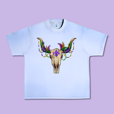 Mardi Gras Bull Skull Urban Heavy Tee Designed By Ranaportraitstore