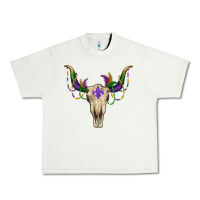 Pistachio Mardi Gras Bull Skull Urban Heavy Tee - RanaPortraitStore