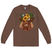 Chestnut highland cow with sunflowers Long Sleeve Tee - RanaPortraitStore