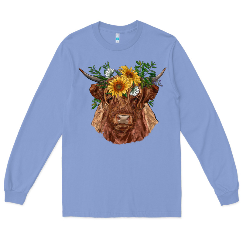 Highland Cow With Sunflowers Long Sleeve Tee by RanaPortraitStore | Teevron