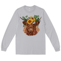 Moon Dust highland cow with sunflowers Long Sleeve Tee - RanaPortraitStore