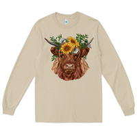 Mushroom highland cow with sunflowers Long Sleeve Tee - RanaPortraitStore