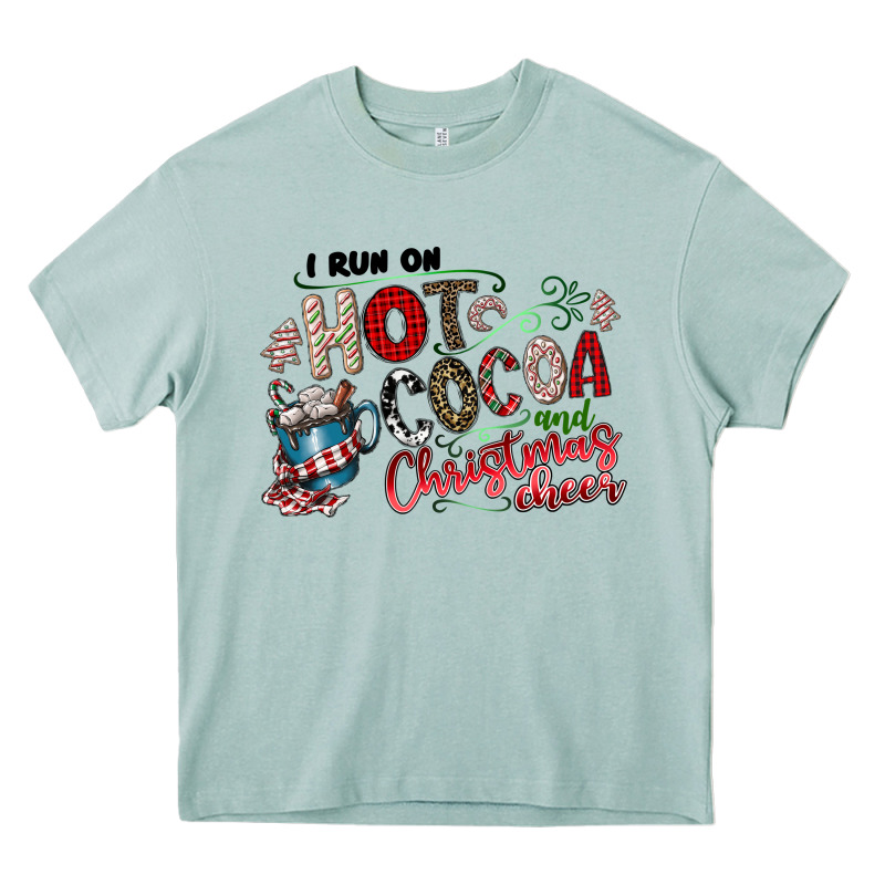 I Run Hot Cocoa And Christmas Cheer Heavy Core Tee by CowhideDigitalArt | Teevron