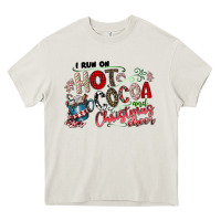 Cream I Run Hot Cocoa And Christmas Cheer Heavy Core Tee - CowhideDigitalArt