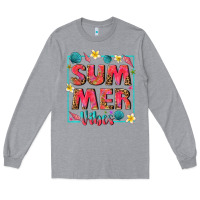 Heather Grey summer  vibes Long Sleeve Tee - texasbilliewilder