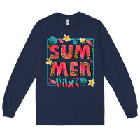 Navy summer  vibes Long Sleeve Tee - texasbilliewilder