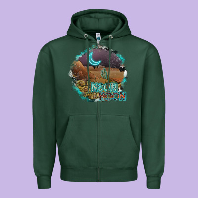 Neon Moon Zipper Hoodie Designed By Sublimationcraftshop