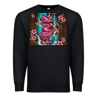 Black western pattern pink with floral cancer ribbon Premium Sweatshirt - AdoDesignShop