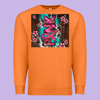 Western Pattern Pink With Floral Cancer Ribbon Premium Sweatshirt Designed By Adodesignshop