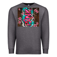 Charcoal Heather western pattern pink with floral cancer ribbon Premium Sweatshirt - AdoDesignShop