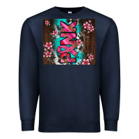Navy western pattern pink with floral cancer ribbon Premium Sweatshirt - AdoDesignShop