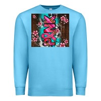 Ocean Blue western pattern pink with floral cancer ribbon Premium Sweatshirt - AdoDesignShop