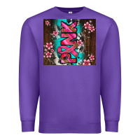 Purple western pattern pink with floral cancer ribbon Premium Sweatshirt - AdoDesignShop