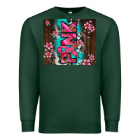 Sports Green western pattern pink with floral cancer ribbon Premium Sweatshirt - AdoDesignShop