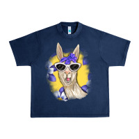 Navy Llama With Sunglasses Urban Heavy Tee - RanaPortraitStore