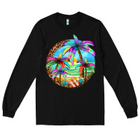 Black summer colorful palms Long Sleeve Tee - texasbilliewilder