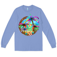 Colony Blue summer colorful palms Long Sleeve Tee - texasbilliewilder