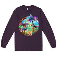 Plum summer colorful palms Long Sleeve Tee - texasbilliewilder