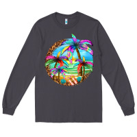 Smoke summer colorful palms Long Sleeve Tee - texasbilliewilder