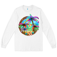 White summer colorful palms Long Sleeve Tee - texasbilliewilder