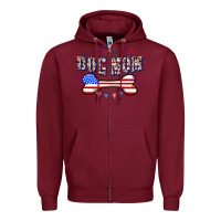 Burgundy 4th of July Dog Mom Zipper Hoodie - CowGirlArtShop