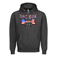 Charcoal Heather 4th of July Dog Mom Zipper Hoodie - CowGirlArtShop