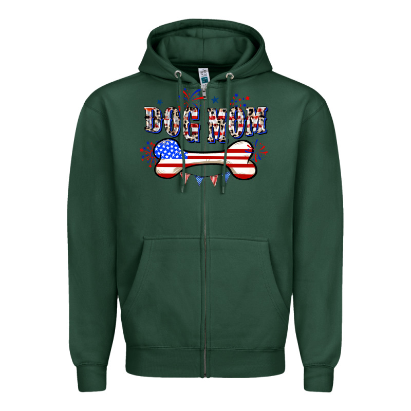 4th Of July Dog Mom Zipper Hoodie by CowGirlArtShop | Teevron