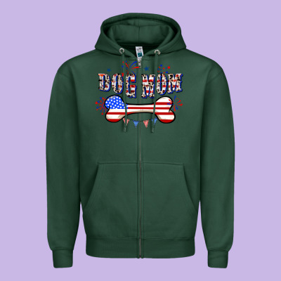4th Of July Dog Mom Zipper Hoodie Designed By Cowgirlartshop