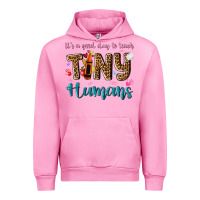 Fuchsia Pink its a good day to teach tiny humans Urban Hoodie - NancyCooperArtShop