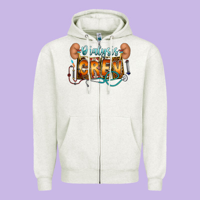 Dialysis Crew Zipper Hoodie Designed By Cowhidedigitalart