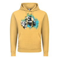 Vintage Mustard cowhide turquoise patch Vintage Hoodie - AdoDesignShop