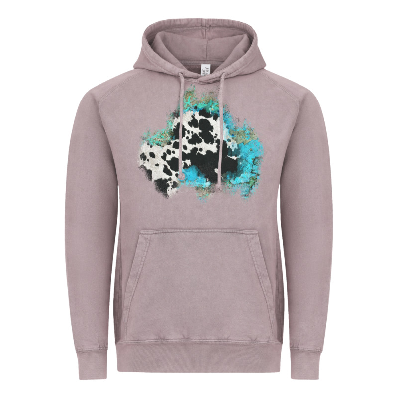 Cowhide Turquoise Patch Vintage Hoodie by AdoDesignShop | Teevron