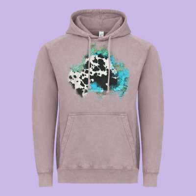Cowhide Turquoise Patch Vintage Hoodie Designed By Adodesignshop