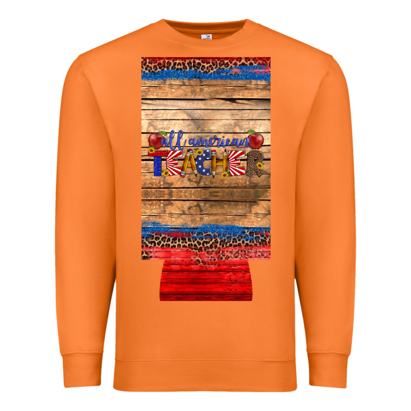 All American Teacher 12 Oz Slim Can Cooler Premium Sweatshirt by Artiststas | Teevron