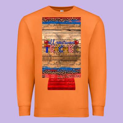 All American Teacher 12 Oz Slim Can Cooler Premium Sweatshirt Designed By Artiststas
