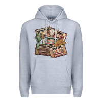 Heather Grey 90s country cassette tapes Premium Hoodie - MaliasSmallBusiness