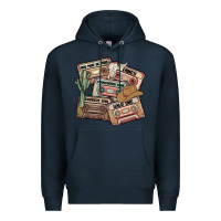 Navy 90s country cassette tapes Premium Hoodie - MaliasSmallBusiness
