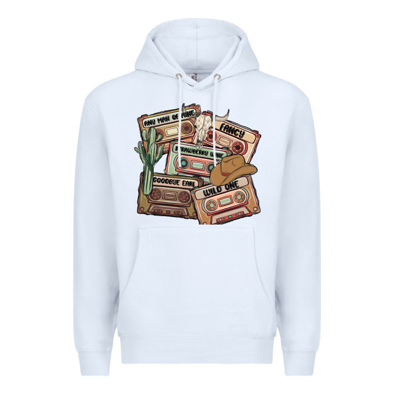 90s Country Cassette Tapes Premium Hoodie by MaliasSmallBusiness | Teevron
