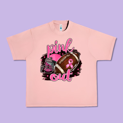 Pink Out Football Urban Heavy Tee Designed By Barkaloodesign