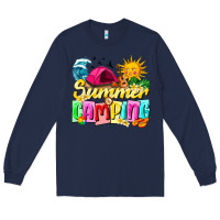 Navy summer camping Long Sleeve Tee - texasbilliewilder