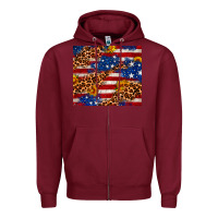 Burgundy 4th of July USA flag leopard sunflower 20oz tumble Zipper Hoodie - Neo Western