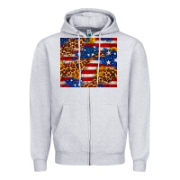 Heather Grey 4th of July USA flag leopard sunflower 20oz tumble Zipper Hoodie - Neo Western