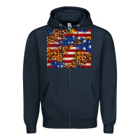 Navy 4th of July USA flag leopard sunflower 20oz tumble Zipper Hoodie - Neo Western