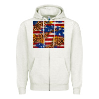 Oatmeal Heather 4th of July USA flag leopard sunflower 20oz tumble Zipper Hoodie - Neo Western