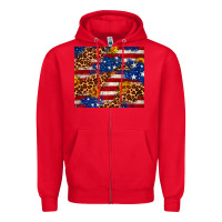 Red 4th of July USA flag leopard sunflower 20oz tumble Zipper Hoodie - Neo Western