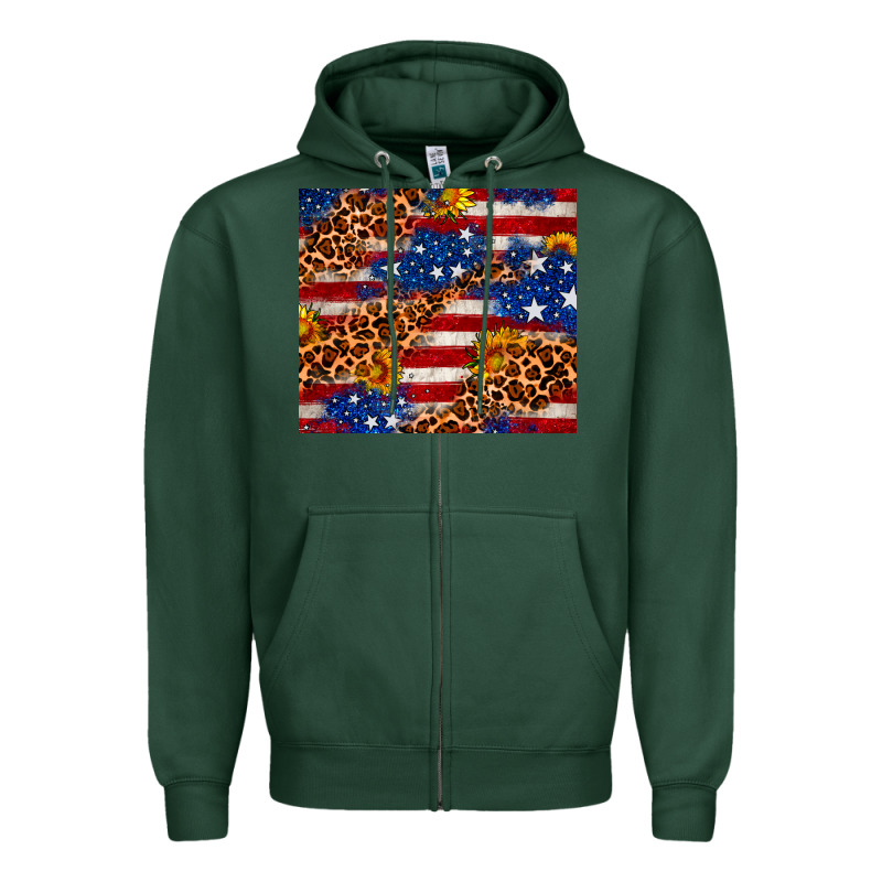 4th Of July Usa Flag Leopard Sunflower 20oz Tumble Zipper Hoodie by Neo Western | Teevron