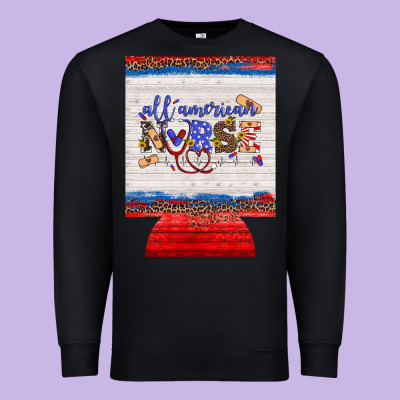 All American Nurse 12 Oz Regular Can Cooler Premium Sweatshirt Designed By Artiststas