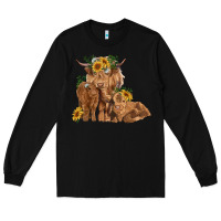 Black highland cow family Long Sleeve Tee - RanaPortraitStore