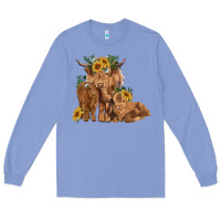 Colony Blue highland cow family Long Sleeve Tee - RanaPortraitStore